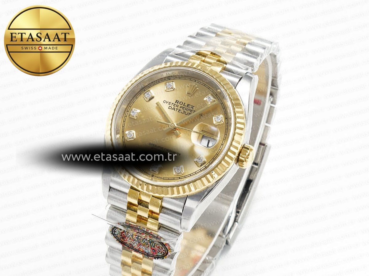 Rolex DateJust 36 126233 Clean 1:1 Best Edition 904L Steel YG Diamonds Dial on SS/YG Jubilee Bracelet VR3235 - Görsel 2