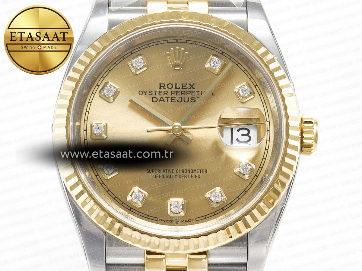 Rolex DateJust 36 126233 Clean 1:1 Best Edition 904L Steel YG Diamonds Dial on SS/YG Jubilee Bracelet VR3235 - Görsel 4