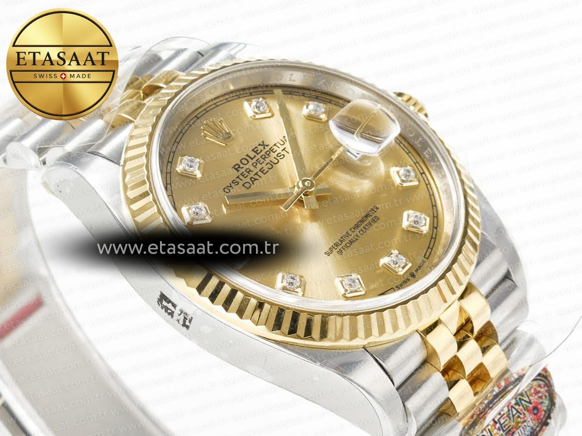 Rolex DateJust 36 126233 Clean 1:1 Best Edition 904L Steel YG Diamonds Dial on SS/YG Jubilee Bracelet VR3235 - Görsel 7