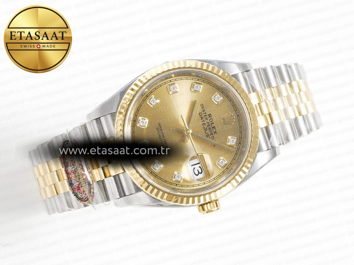 Rolex DateJust 36 126233 Clean 1:1 Best Edition 904L Steel YG Diamonds Dial on SS/YG Jubilee Bracelet VR3235 - Görsel 8