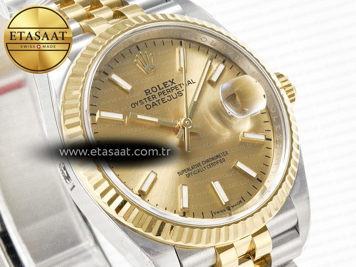 Rolex DateJust 36 126233 Clean 1:1 Best Edition 904L Steel YG Stick Dial on SS/YG Jubilee Bracelet VR3235 - Görsel 5