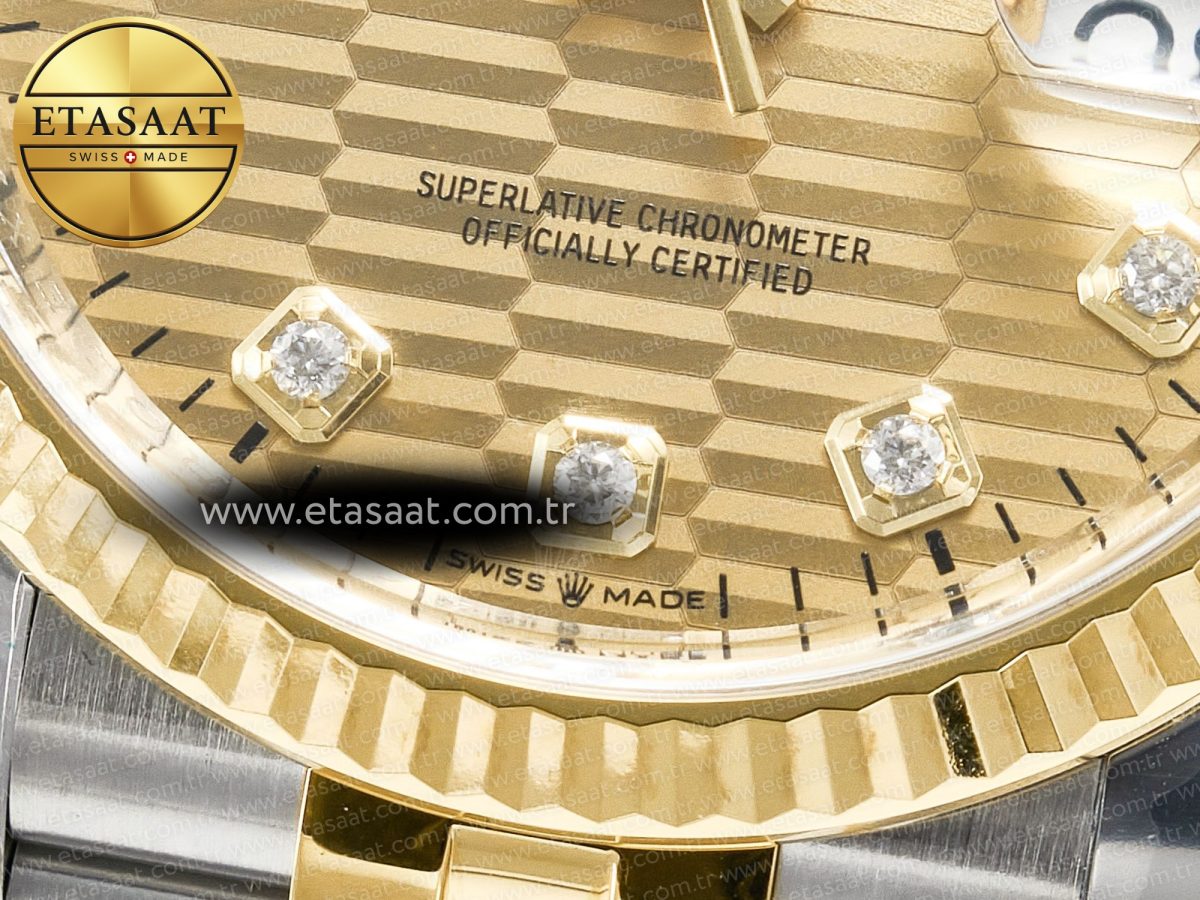 Rolex DateJust 36 126233 Clean 1:1 Best Edition 904L Steel YG Textured Diamonds Dial on SS/YG Jubilee Bracelet VR3235 - Görsel 13