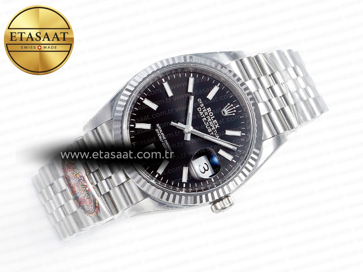 Rolex DateJust 36 126234 904L SS Clean 1:1 Best Edition Fluted Bezel Black Dial on Jubilee Bracelet VR3235 - Görsel 8