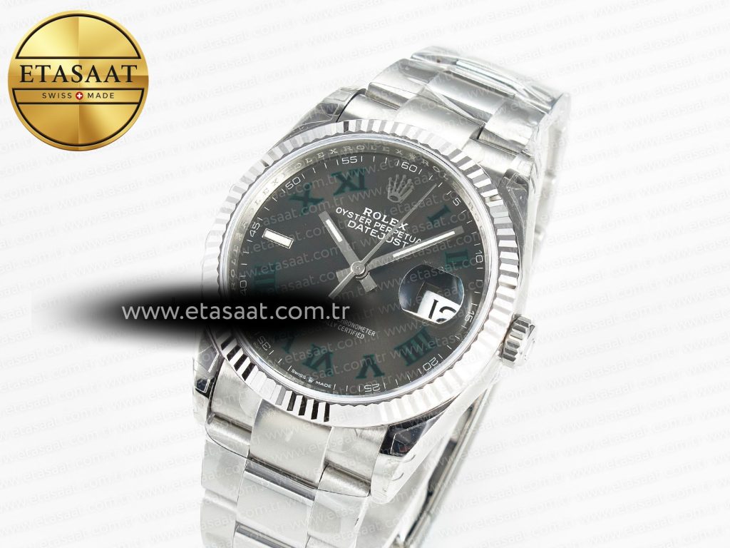 datejust 36 ss 116234 vsf 11 best edition 904l steel gray green roman dial on oyster bracelet vs32351