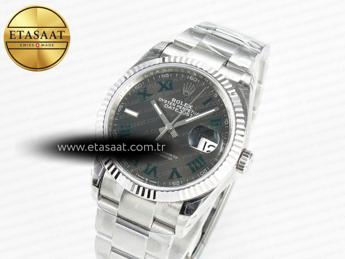 Rolex DateJust 36 SS 116234 VSF 1:1 Best Edition 904L Steel Gray Green Roman Dial on oyster Bracelet VS3235 - Görsel 1