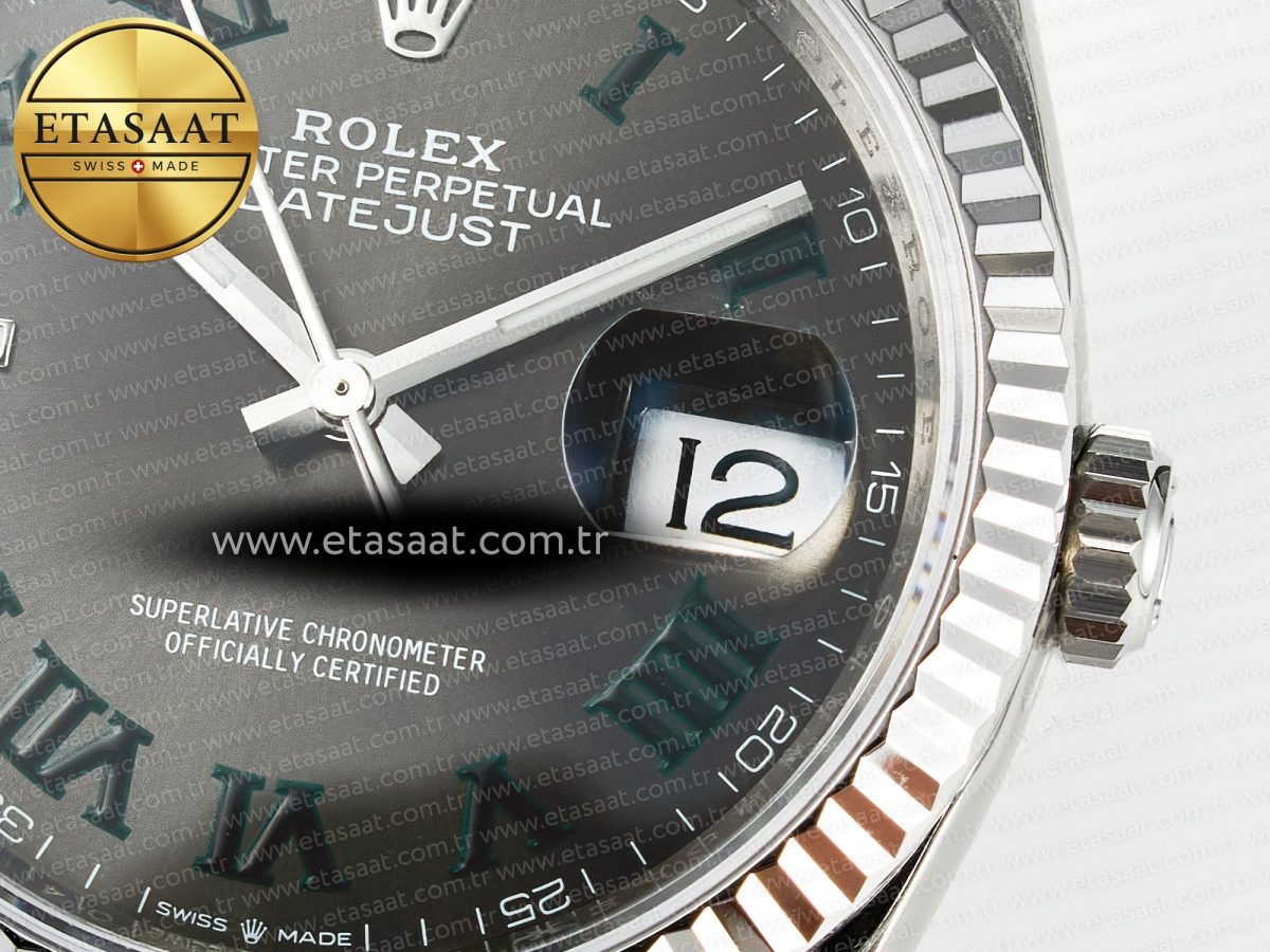 Rolex DateJust 36 SS 116234 VSF 1:1 Best Edition 904L Steel Gray Green Roman Dial on oyster Bracelet VS3235 - Görsel 12