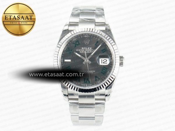 Rolex Datejust 36 116234 VSF Gri Yeşil Roma Kadran VS3235 Eta Saat - 1:1 Süper Klon Replika Saat
