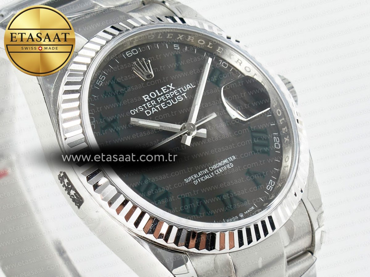 Rolex DateJust 36 SS 116234 VSF 1:1 Best Edition 904L Steel Gray Green Roman Dial on oyster Bracelet VS3235 - Görsel 5