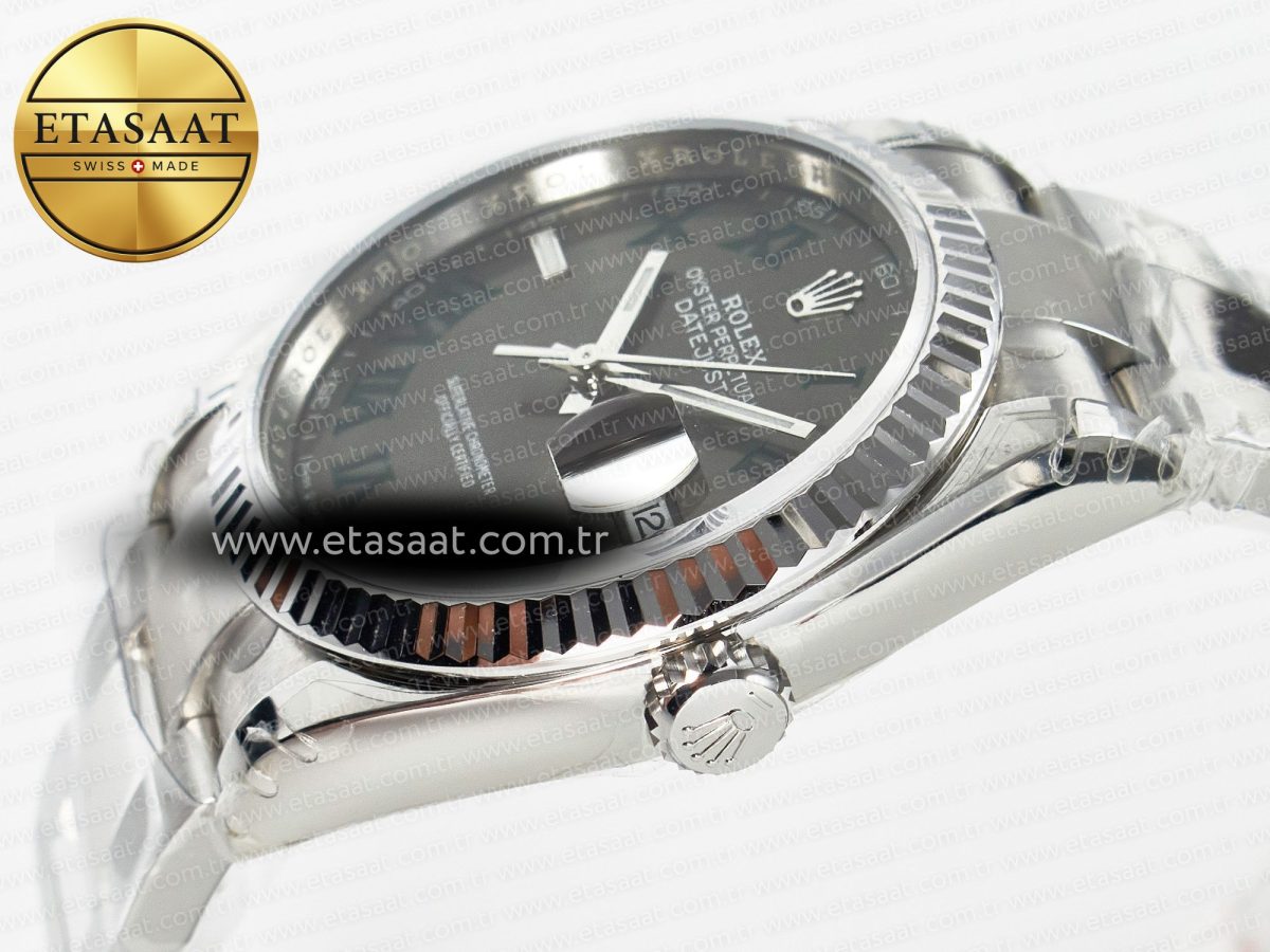 Rolex DateJust 36 SS 116234 VSF 1:1 Best Edition 904L Steel Gray Green Roman Dial on oyster Bracelet VS3235 - Görsel 6