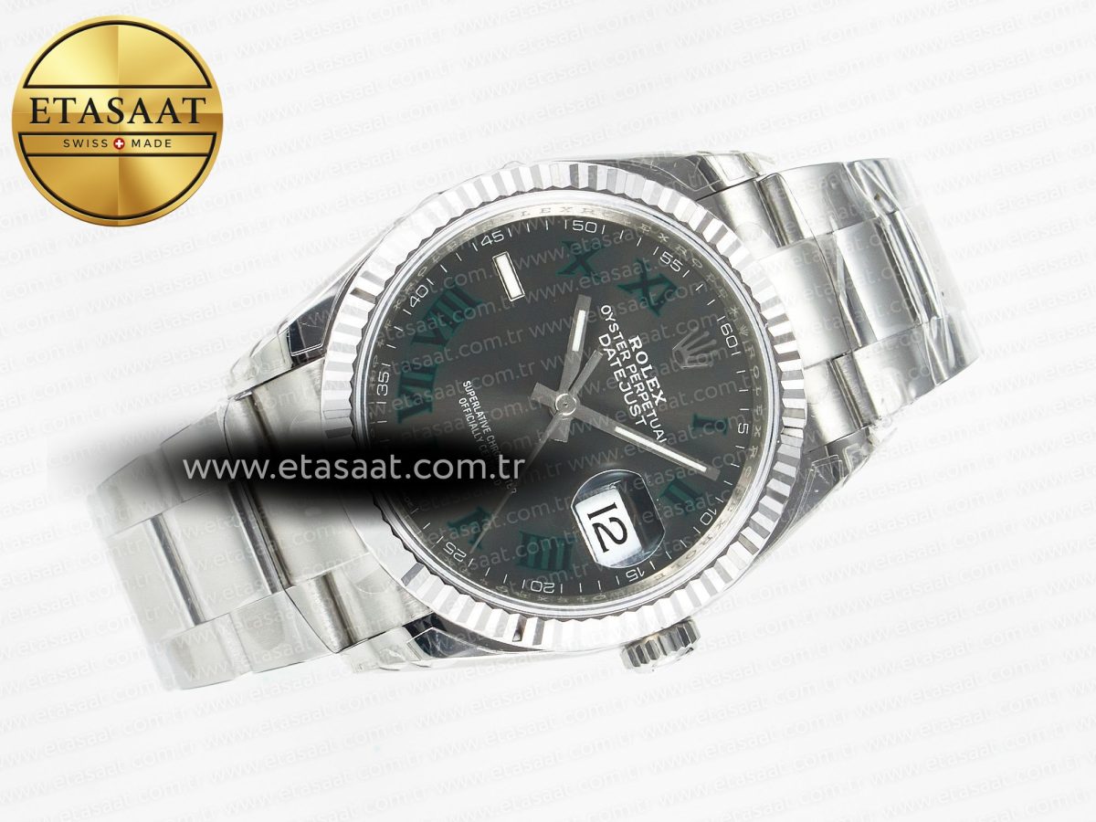 Rolex DateJust 36 SS 116234 VSF 1:1 Best Edition 904L Steel Gray Green Roman Dial on oyster Bracelet VS3235 - Görsel 8