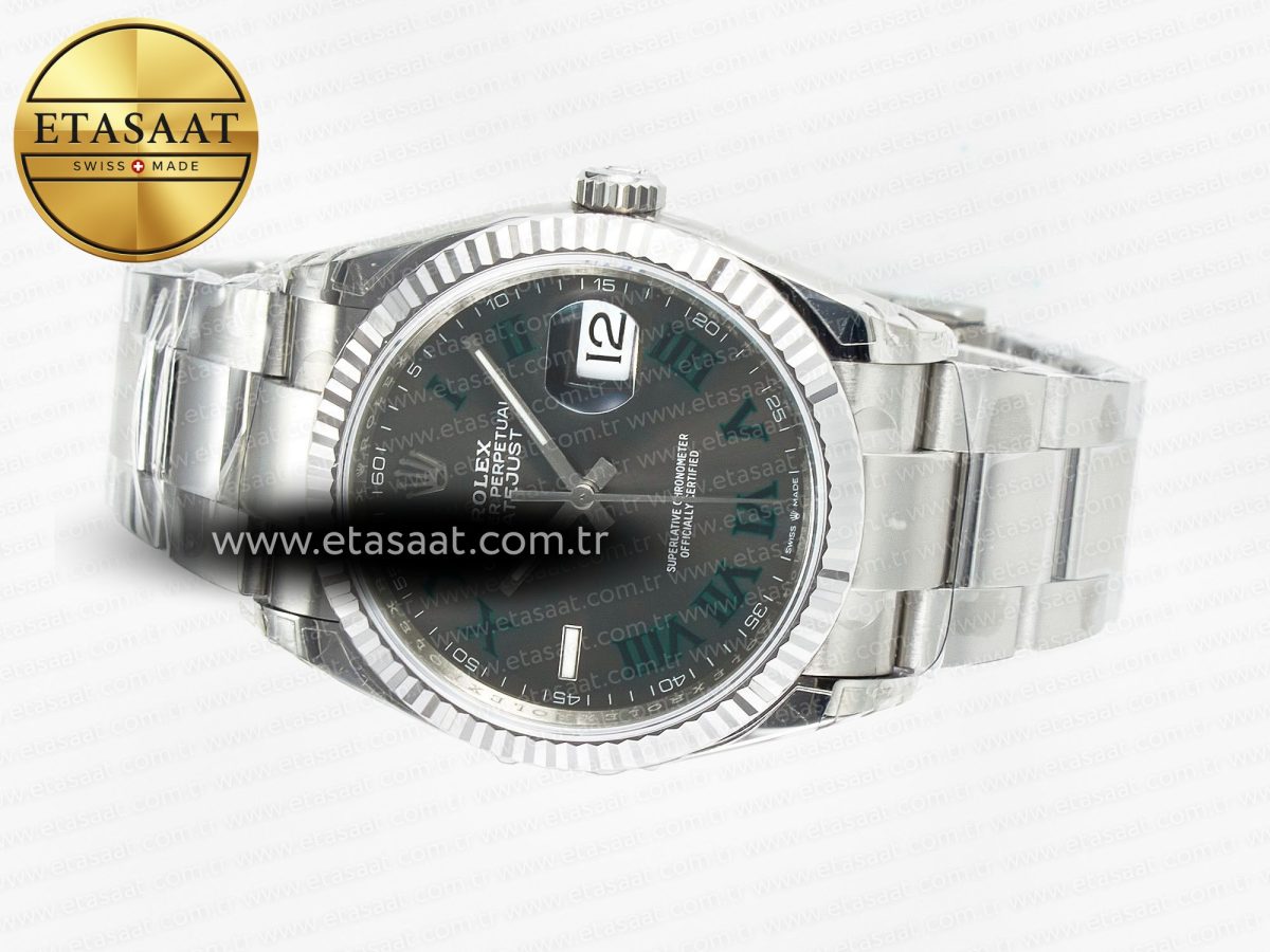 Rolex DateJust 36 SS 116234 VSF 1:1 Best Edition 904L Steel Gray Green Roman Dial on oyster Bracelet VS3235 - Görsel 9