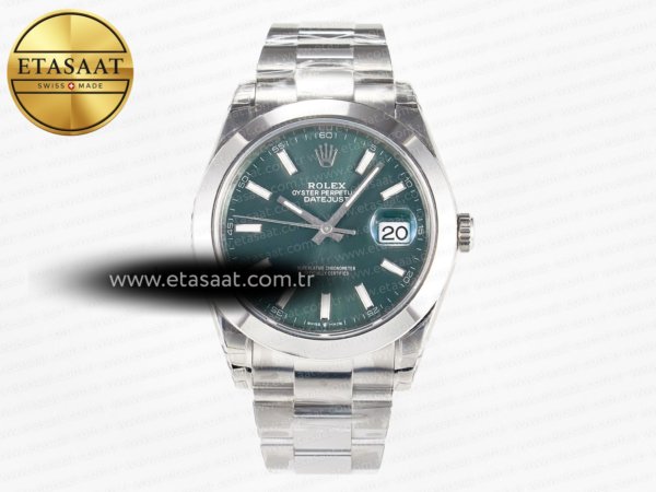 Rolex Datejust 41 126330 VSF Yeşil Kadran Oyster VS3235 Eta Saat - 1:1 Süper Klon Replika Saat