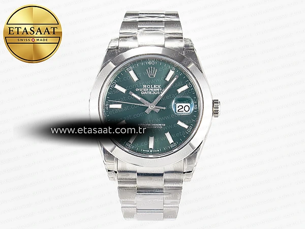 Rolex Datejust 41 126330 VSF Yeşil Kadran Oyster VS3235 Eta Saat - 1:1 Süper Klon Replika Saat