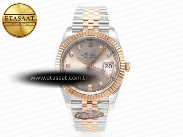 Rolex Datejust 41 126331 Rg Clean Çelik Gümüş VR3235 Eta Saat - 1:1 Süper Klon Replika Saat