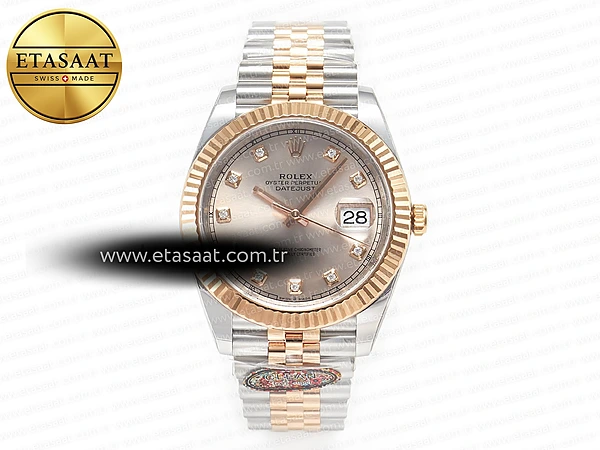 Rolex Datejust 41 126331 Rg Clean Çelik Gümüş VR3235 Eta Saat - 1:1 Süper Klon Replika Saat