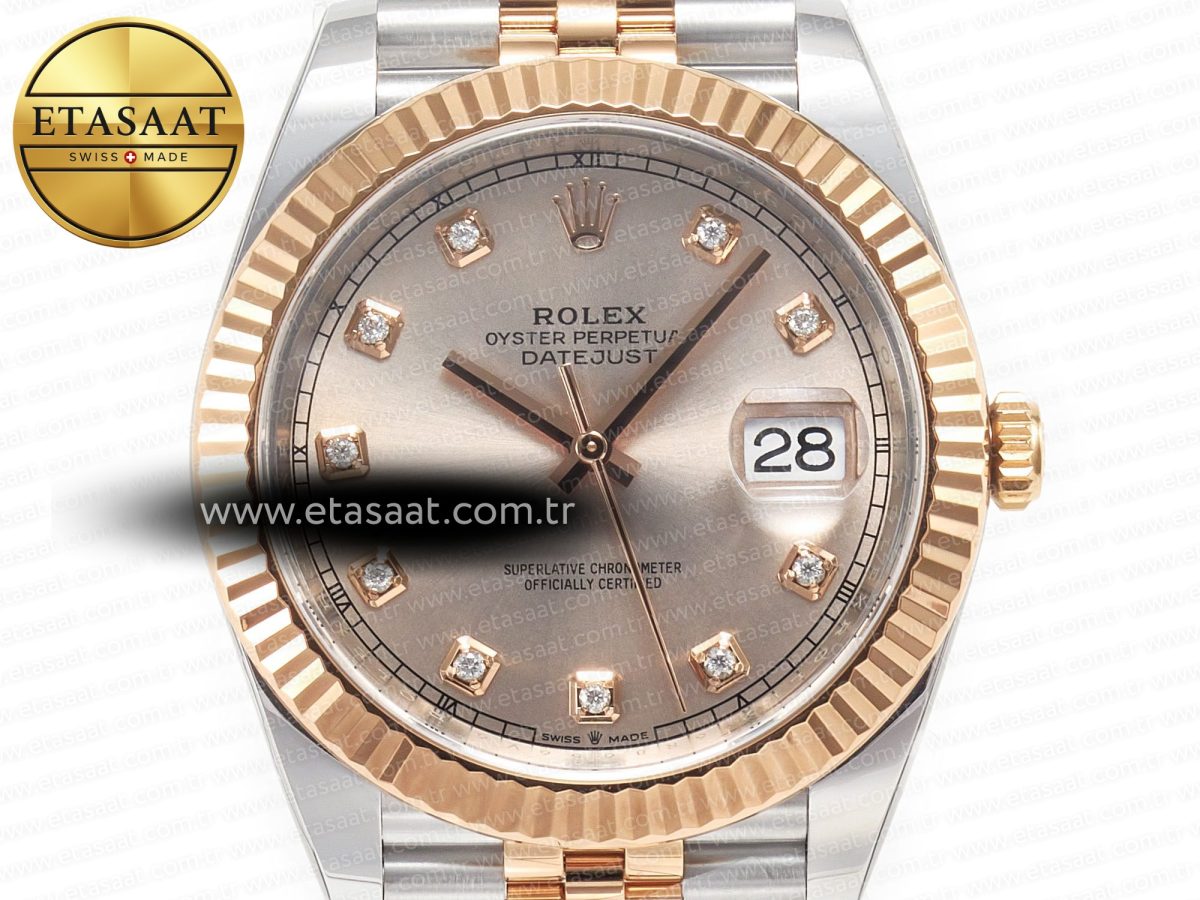 Rolex DateJust 41 126331 904L SS/RG Clean 1:1 Best Edition Steel Silver Diamond Stick Dial on Jubilee Bracelet VR3235 - Görsel 4