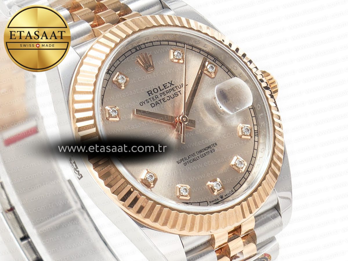 Rolex DateJust 41 126331 904L SS/RG Clean 1:1 Best Edition Steel Silver Diamond Stick Dial on Jubilee Bracelet VR3235 - Görsel 5