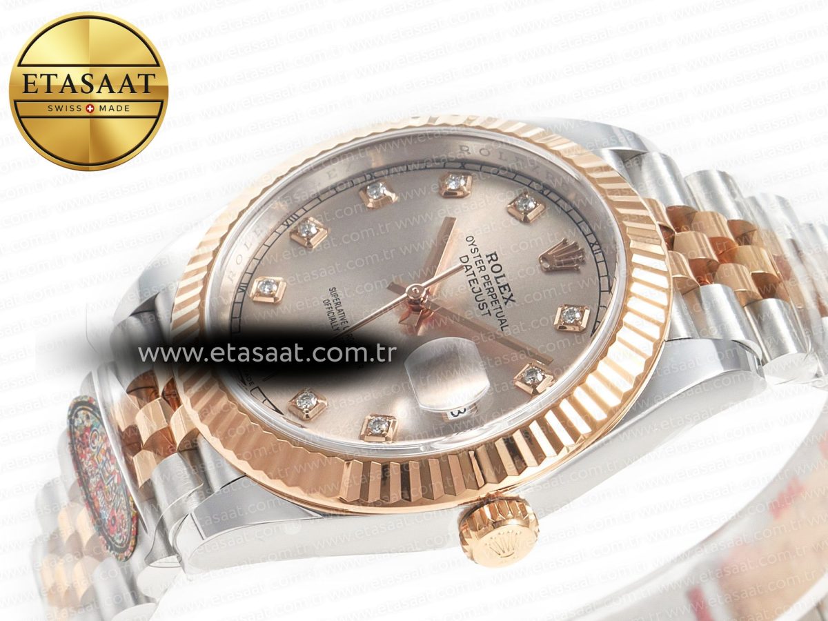 Rolex DateJust 41 126331 904L SS/RG Clean 1:1 Best Edition Steel Silver Diamond Stick Dial on Jubilee Bracelet VR3235 - Görsel 6
