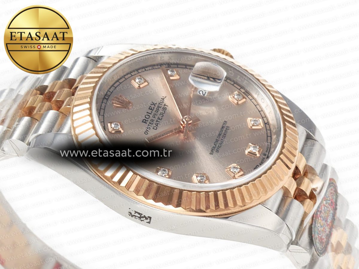 Rolex DateJust 41 126331 904L SS/RG Clean 1:1 Best Edition Steel Silver Diamond Stick Dial on Jubilee Bracelet VR3235 - Görsel 7
