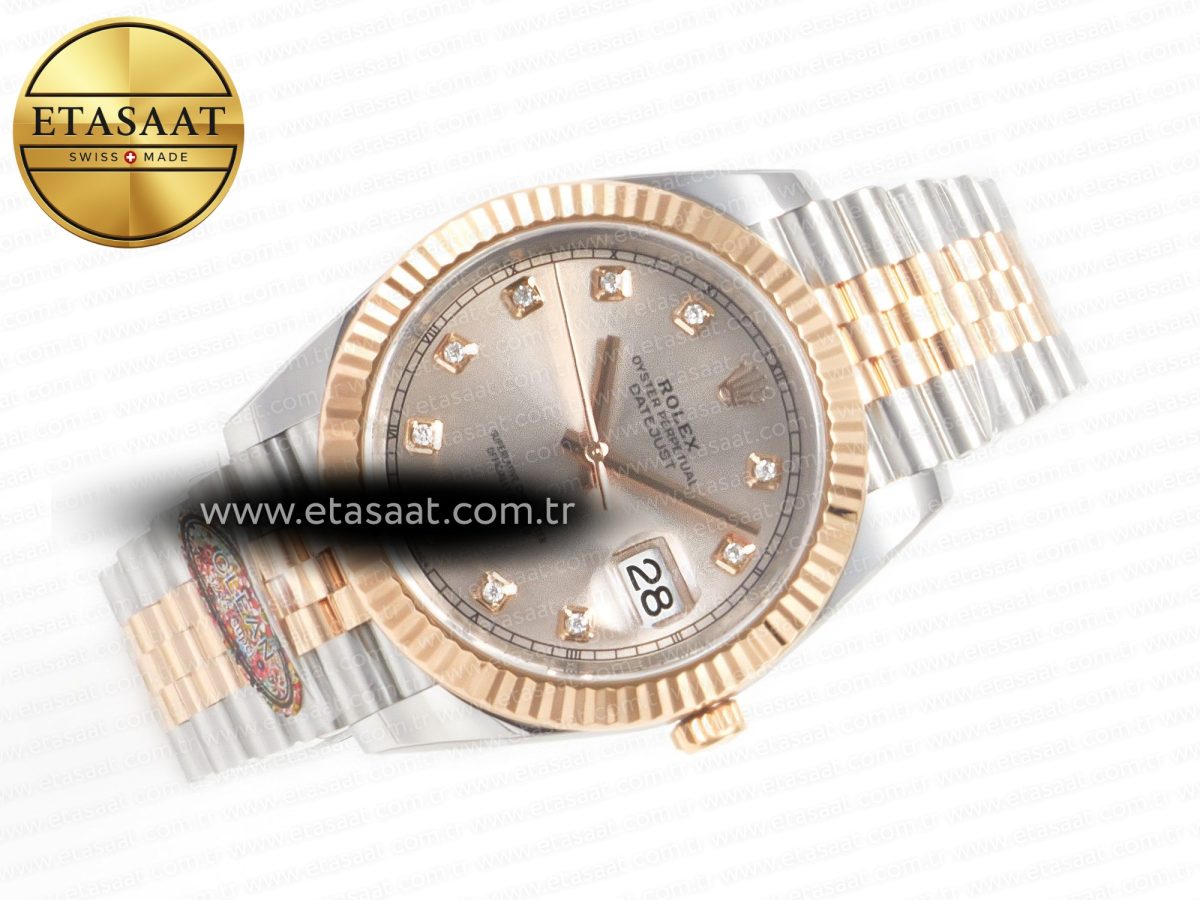 Rolex DateJust 41 126331 904L SS/RG Clean 1:1 Best Edition Steel Silver Diamond Stick Dial on Jubilee Bracelet VR3235 - Görsel 8