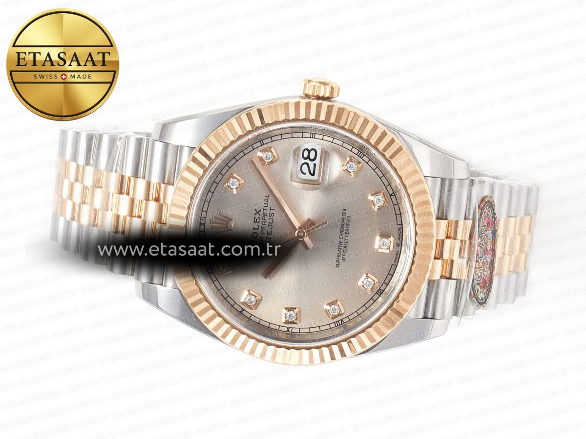 Rolex DateJust 41 126331 904L SS/RG Clean 1:1 Best Edition Steel Silver Diamond Stick Dial on Jubilee Bracelet VR3235 - Görsel 9