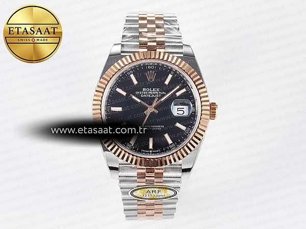 Rolex Datejust 41 126331 ARF Siyah Kadran Jubilee Ağır Kasa Eta Saat - 1:1 Süper Klon Replika Saat