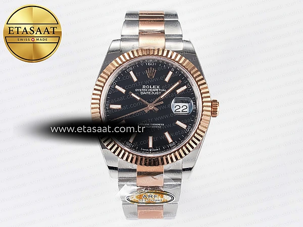 Rolex Datejust 41 126331 ARF Siyah Kadran Oyster Ağır Kasa Eta Saat - 1:1 Süper Klon Replika Saat
