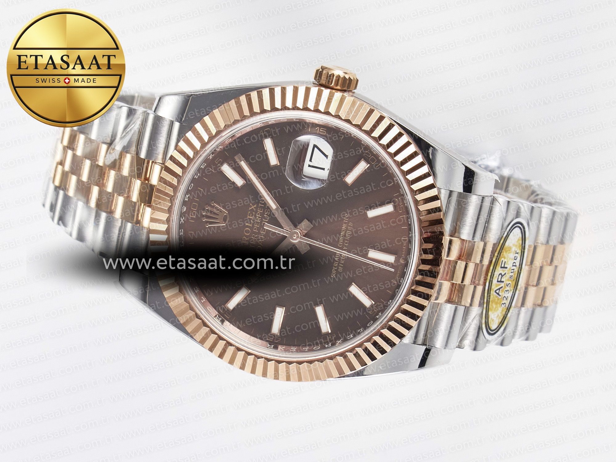 DateJust 41 126331 ARF 1:1 Best Edition 904L Steel Brown Dial on SS/RG Jubilee Bracelet SH3235(Gain Weight) - Resim 6 Rolex DateJust 41 126331 ARF 1:1 Best Edition 904L Steel Brown Dial on SS/RG Jubilee Bracelet SH3235(Gain Weight) - Görsel 6