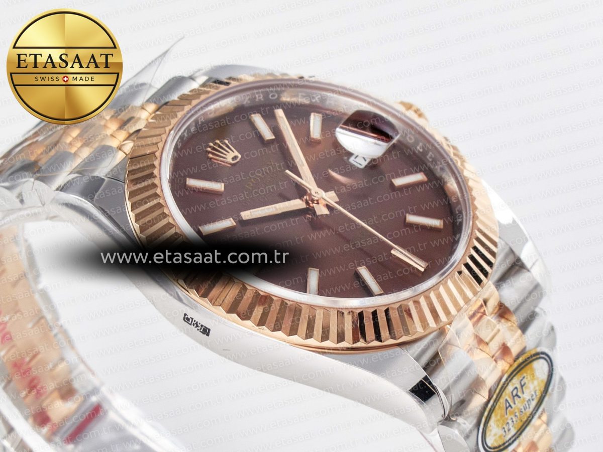 Rolex DateJust 41 126331 ARF 1:1 Best Edition 904L Steel Brown Dial on SS/RG Jubilee Bracelet SH3235（Gain Weight） - Görsel 8
