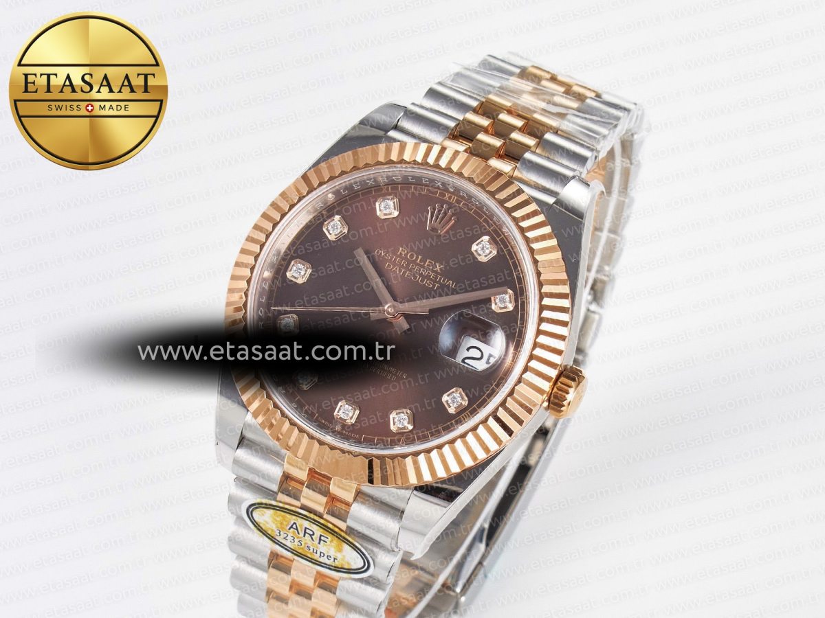 Rolex DateJust 41 126331 ARF 1:1 Best Edition 904L Steel Brown Diamonds Dial on SS/RG Jubilee Bracelet SH3235（Gain Weight） - Görsel 1