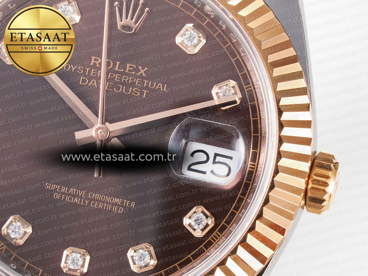 Rolex DateJust 41 126331 ARF 1:1 Best Edition 904L Steel Brown Diamonds Dial on SS/RG Jubilee Bracelet SH3235（Gain Weight） - Görsel 12