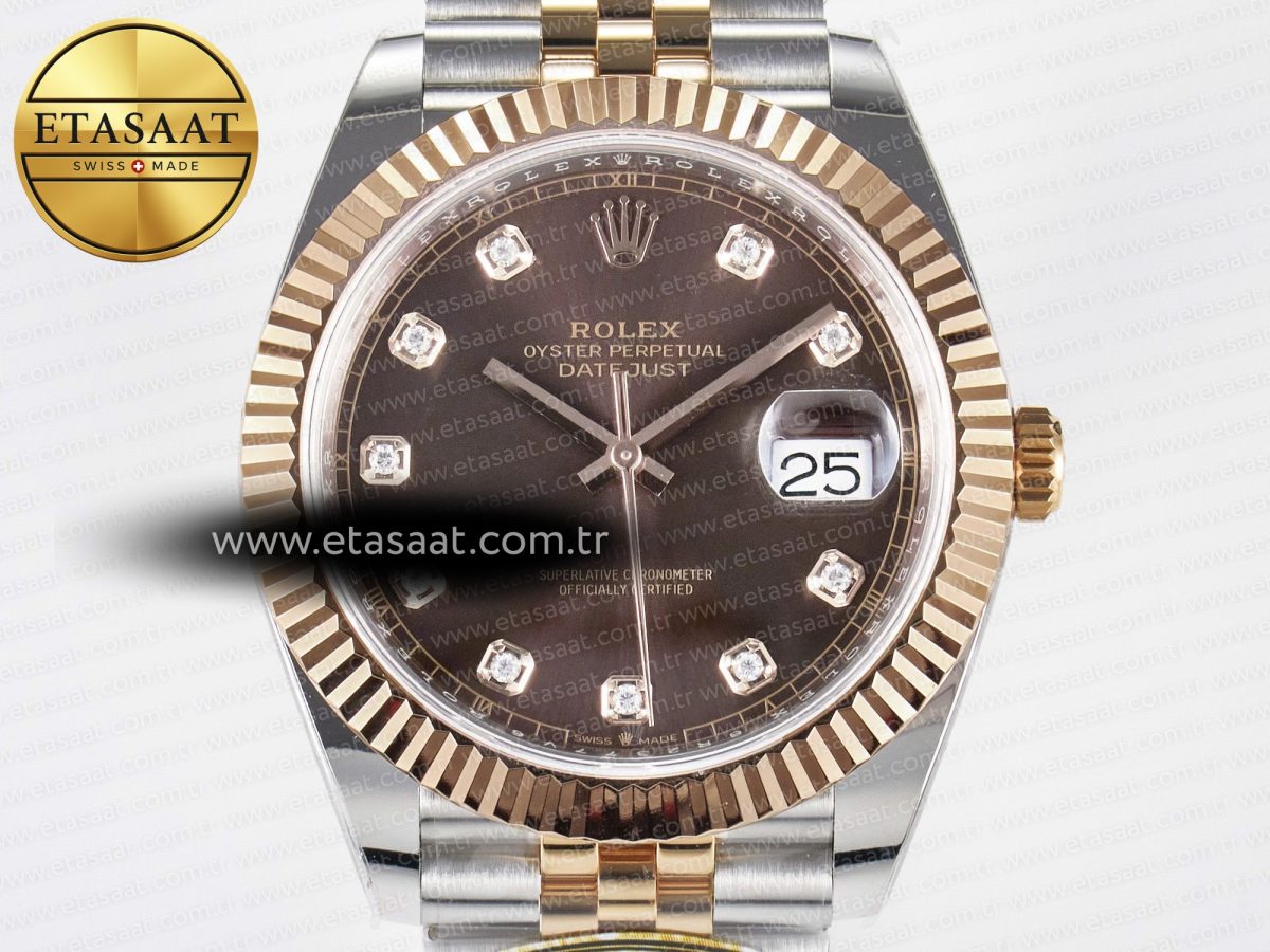 Rolex DateJust 41 126331 ARF 1:1 Best Edition 904L Steel Brown Diamonds Dial on SS/RG Jubilee Bracelet SH3235（Gain Weight） - Görsel 4