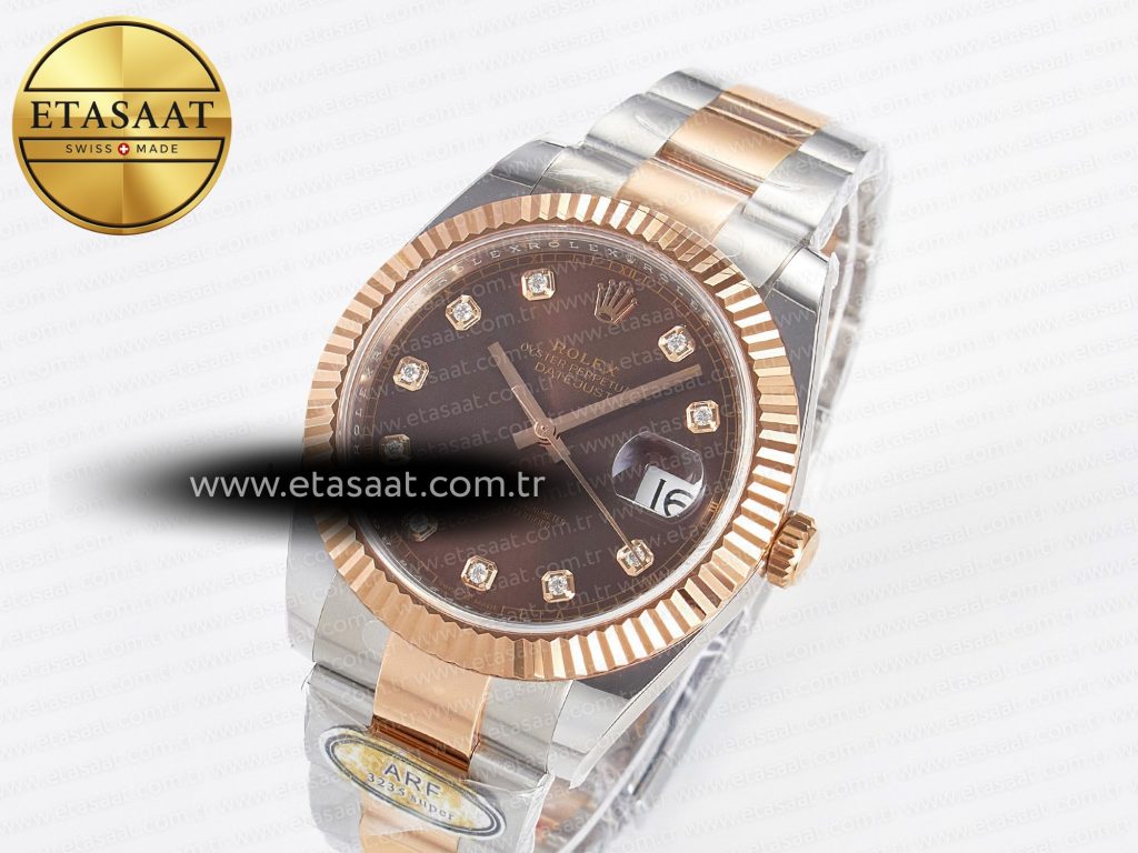 datejust 41 126331 arf 11 best edition 904l steel brown diamonds dial on ss rg oyster bracelet sh3235efbc88gain weightefbc891