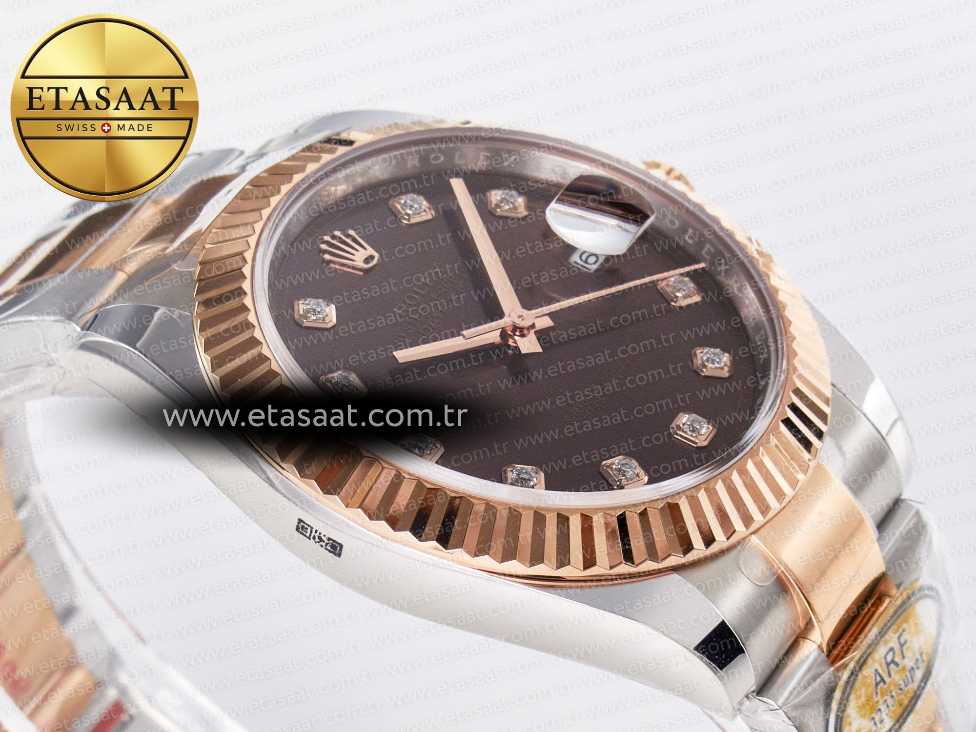 DateJust 41 126331 ARF 1:1 Best Edition 904L Steel Brown Diamonds Dial on SS/RG Oyster Bracelet SH3235(Gain Weight) - Resim 7 Rolex DateJust 41 126331 ARF 1:1 Best Edition 904L Steel Brown Diamonds Dial on SS/RG Oyster Bracelet SH3235(Gain Weight) - Görsel 7