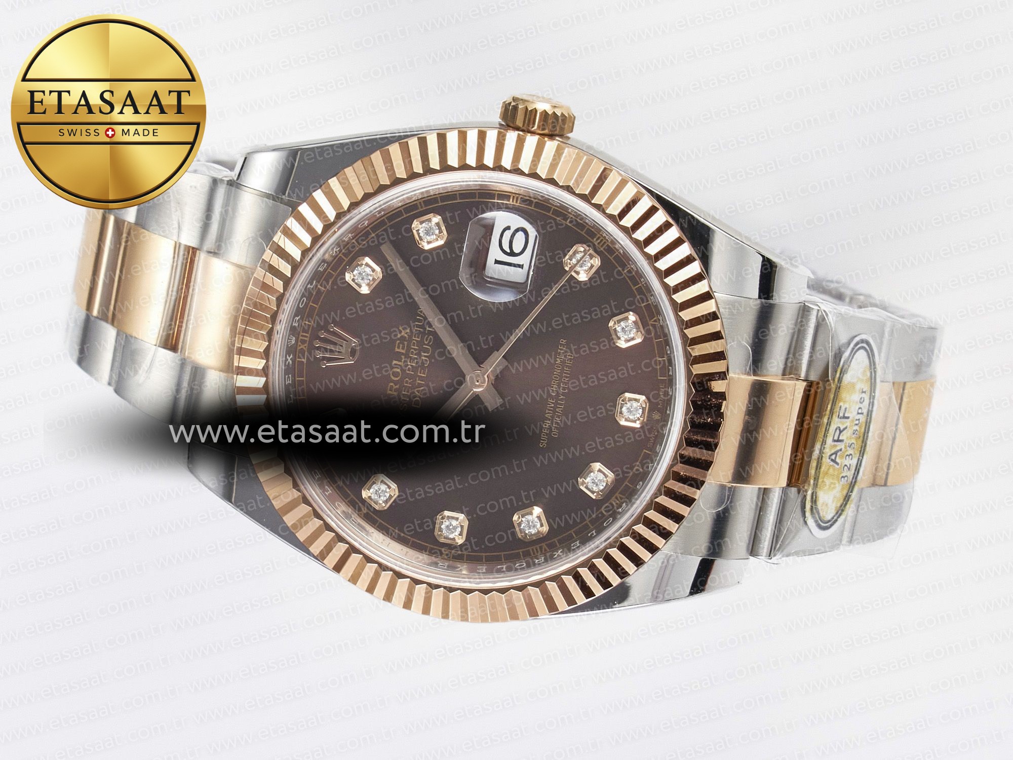 DateJust 41 126331 ARF 1:1 Best Edition 904L Steel Brown Diamonds Dial on SS/RG Oyster Bracelet SH3235(Gain Weight) - Resim 8 Rolex DateJust 41 126331 ARF 1:1 Best Edition 904L Steel Brown Diamonds Dial on SS/RG Oyster Bracelet SH3235(Gain Weight) - Görsel 8