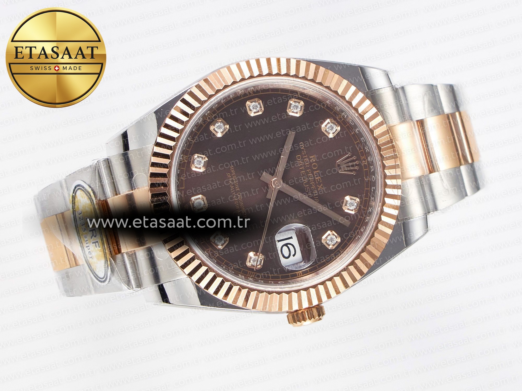 DateJust 41 126331 ARF 1:1 Best Edition 904L Steel Brown Diamonds Dial on SS/RG Oyster Bracelet SH3235(Gain Weight) - Resim 9 Rolex DateJust 41 126331 ARF 1:1 Best Edition 904L Steel Brown Diamonds Dial on SS/RG Oyster Bracelet SH3235(Gain Weight) - Görsel 9