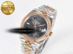Rolex DateJust 41 126331 ARF 1:1 Best Edition 904L Steel Gray Dial Green Roman Marker on SS/RG Jubilee Bracelet SH3235(Gain Weight)