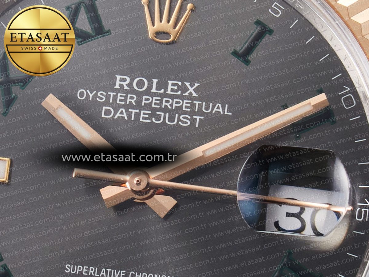 Rolex DateJust 41 126331 ARF 1:1 Best Edition 904L Steel Gray Dial Green Roman Marker on SS/RG Jubilee Bracelet SH3235（Gain Weight） - Görsel 10