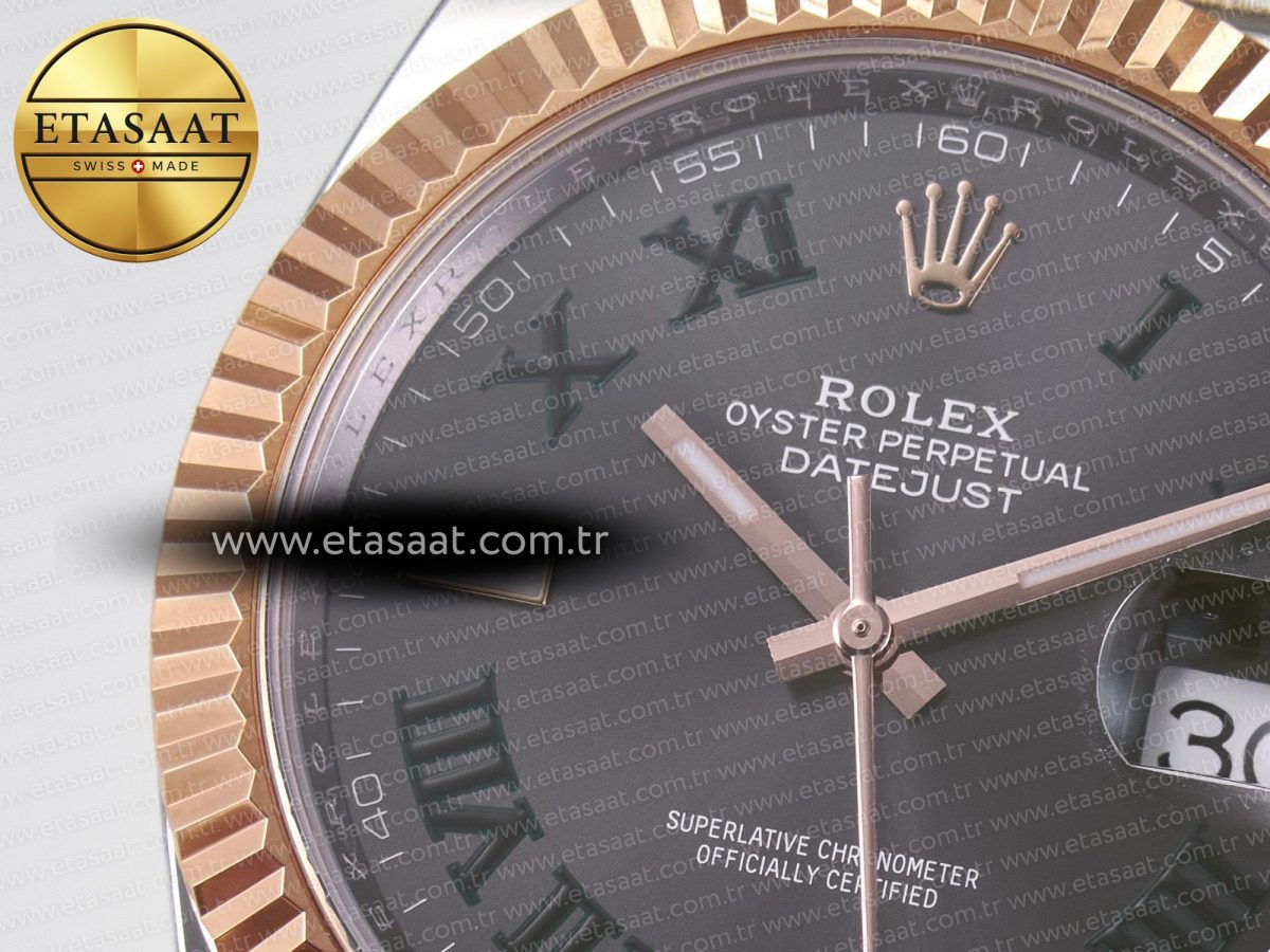 Rolex DateJust 41 126331 ARF 1:1 Best Edition 904L Steel Gray Dial Green Roman Marker on SS/RG Jubilee Bracelet SH3235（Gain Weight） - Görsel 12