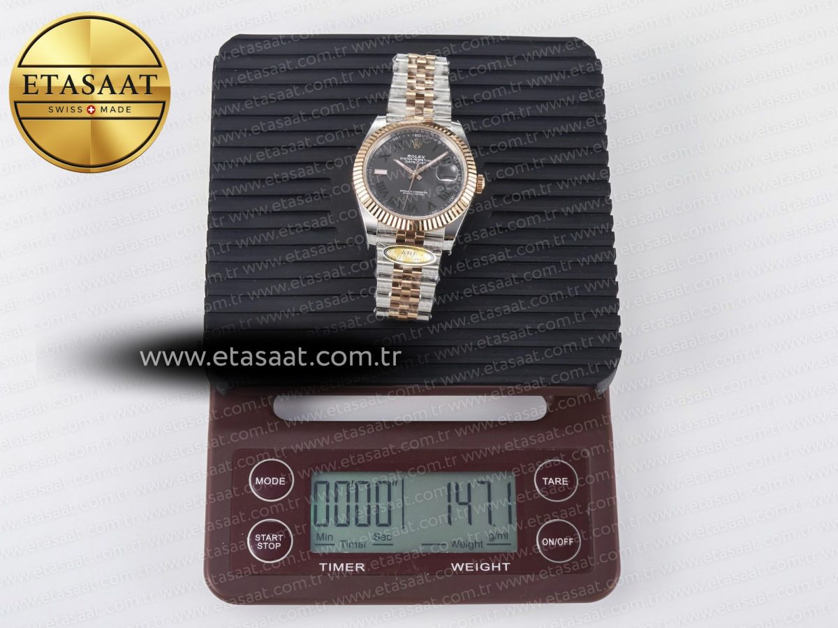 Rolex DateJust 41 126331 ARF 1:1 Best Edition 904L Steel Gray Dial Green Roman Marker on SS/RG Jubilee Bracelet SH3235（Gain Weight） - Görsel 35