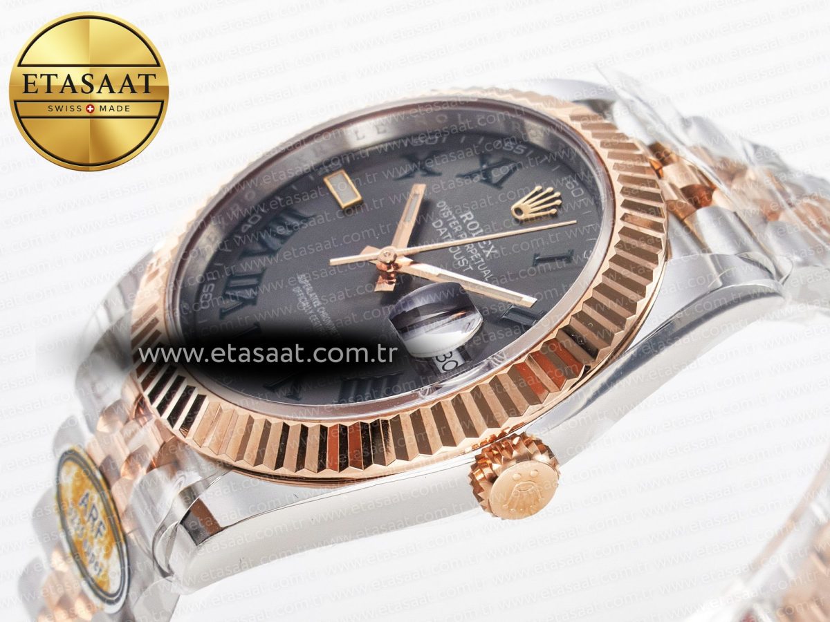 Rolex DateJust 41 126331 ARF 1:1 Best Edition 904L Steel Gray Dial Green Roman Marker on SS/RG Jubilee Bracelet SH3235（Gain Weight） - Görsel 9