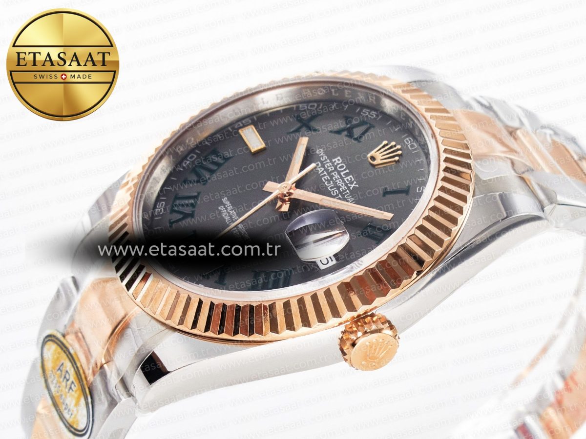 Rolex DateJust 41 126331 ARF 1:1 Best Edition 904L Steel Gray Dial Green Roman Marker on SS/RG Oyster Bracelet SH3235（Gain Weight） - Görsel 6