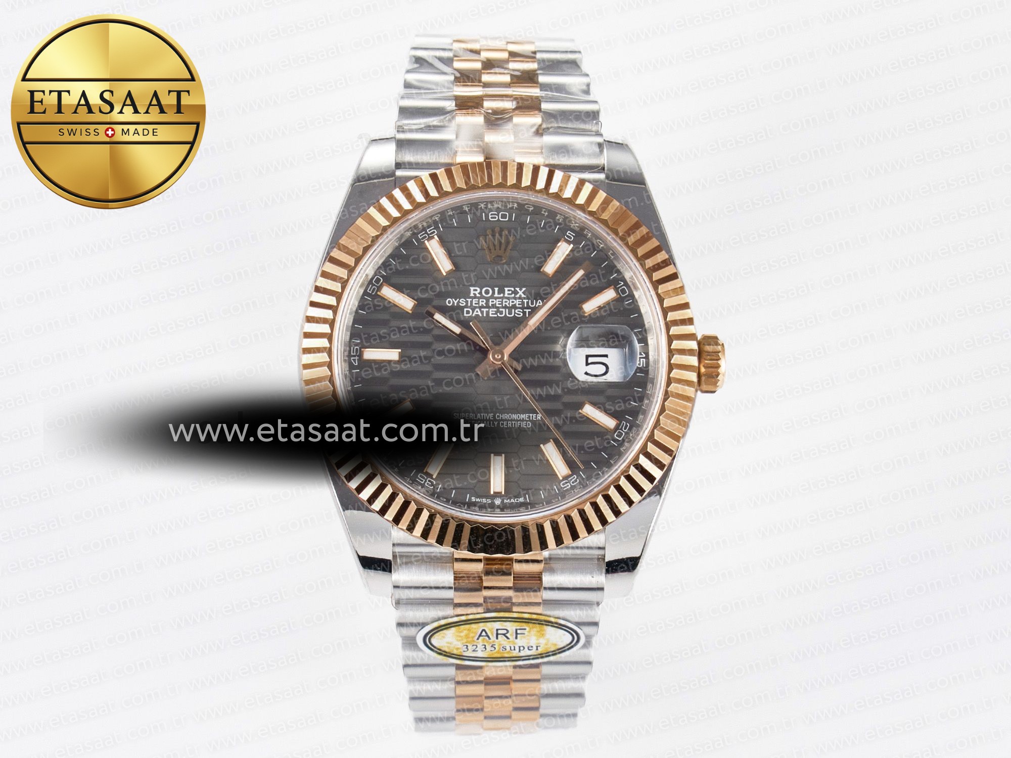 DateJust 41 126331 ARF 1:1 Best Edition 904L Steel Gray Textured Dial on SS/RG Jubilee Bracelet SH3235(Gain Weight) - Resim 3 Rolex DateJust 41 126331 ARF 1:1 Best Edition 904L Steel Gray Textured Dial on SS/RG Jubilee Bracelet SH3235(Gain Weight) - Görsel 3