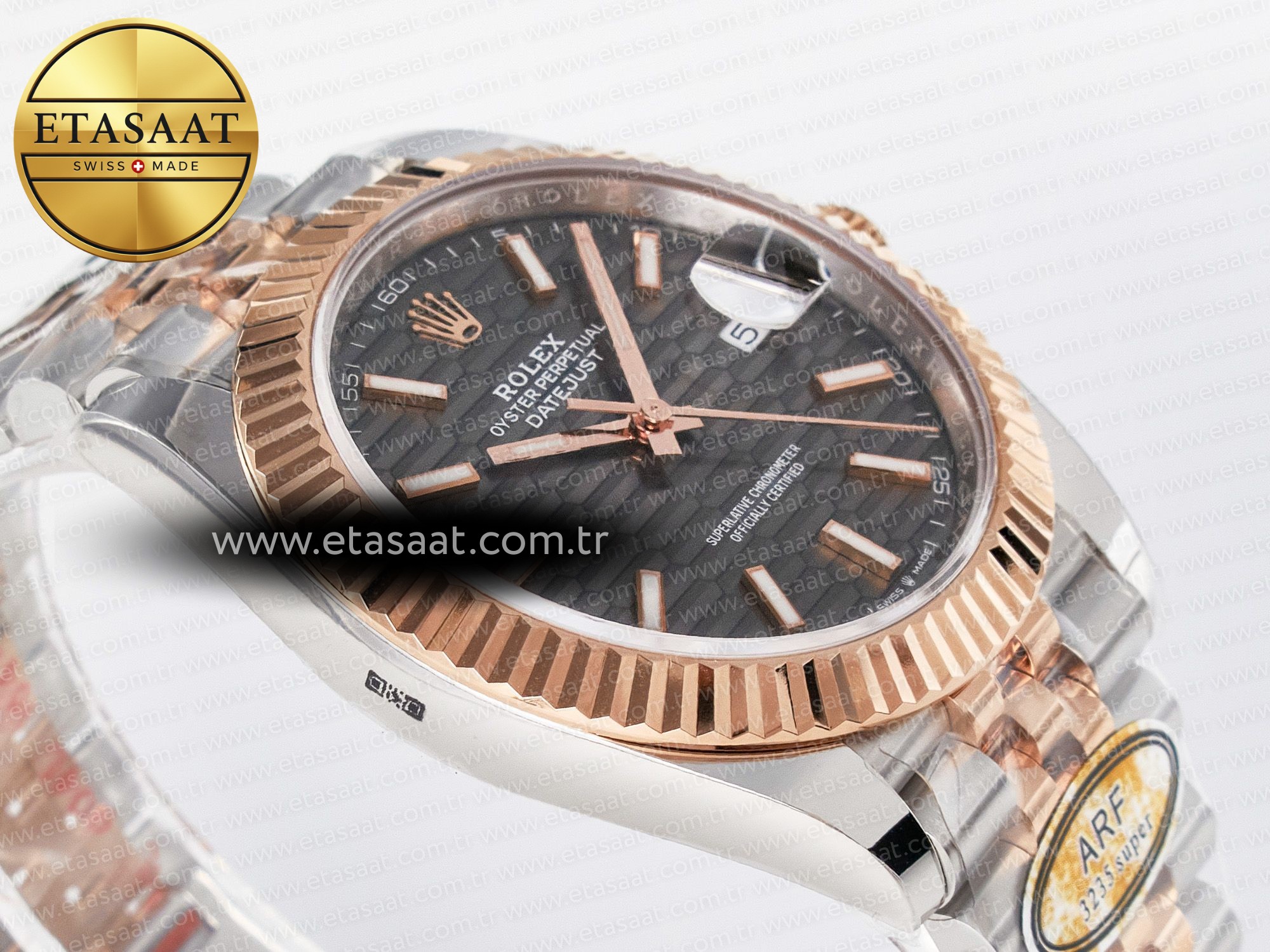 DateJust 41 126331 ARF 1:1 Best Edition 904L Steel Gray Textured Dial on SS/RG Jubilee Bracelet SH3235(Gain Weight) - Resim 7 Rolex DateJust 41 126331 ARF 1:1 Best Edition 904L Steel Gray Textured Dial on SS/RG Jubilee Bracelet SH3235(Gain Weight) - Görsel 7