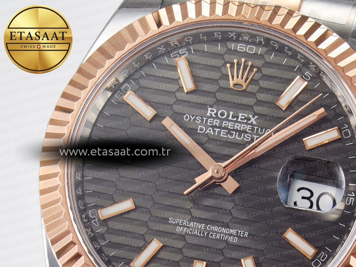 Rolex DateJust 41 126331 ARF 1:1 Best Edition 904L Steel Gray Textured Dial on SS/RG Oyster Bracelet SH3235（Gain Weight） - Görsel 10
