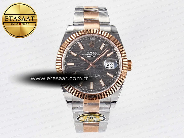 Rolex Datejust 41 126331 ARF Gri Dokulu Kadran Ağır Kasa 11 Eta Saat - 1:1 Süper Klon Replika Saat