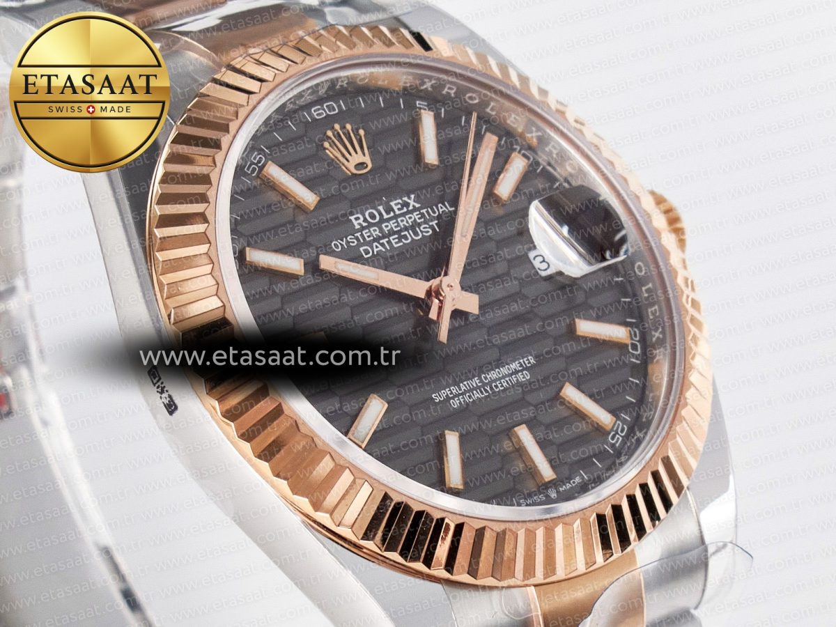 Rolex DateJust 41 126331 ARF 1:1 Best Edition 904L Steel Gray Textured Dial on SS/RG Oyster Bracelet SH3235（Gain Weight） - Görsel 5