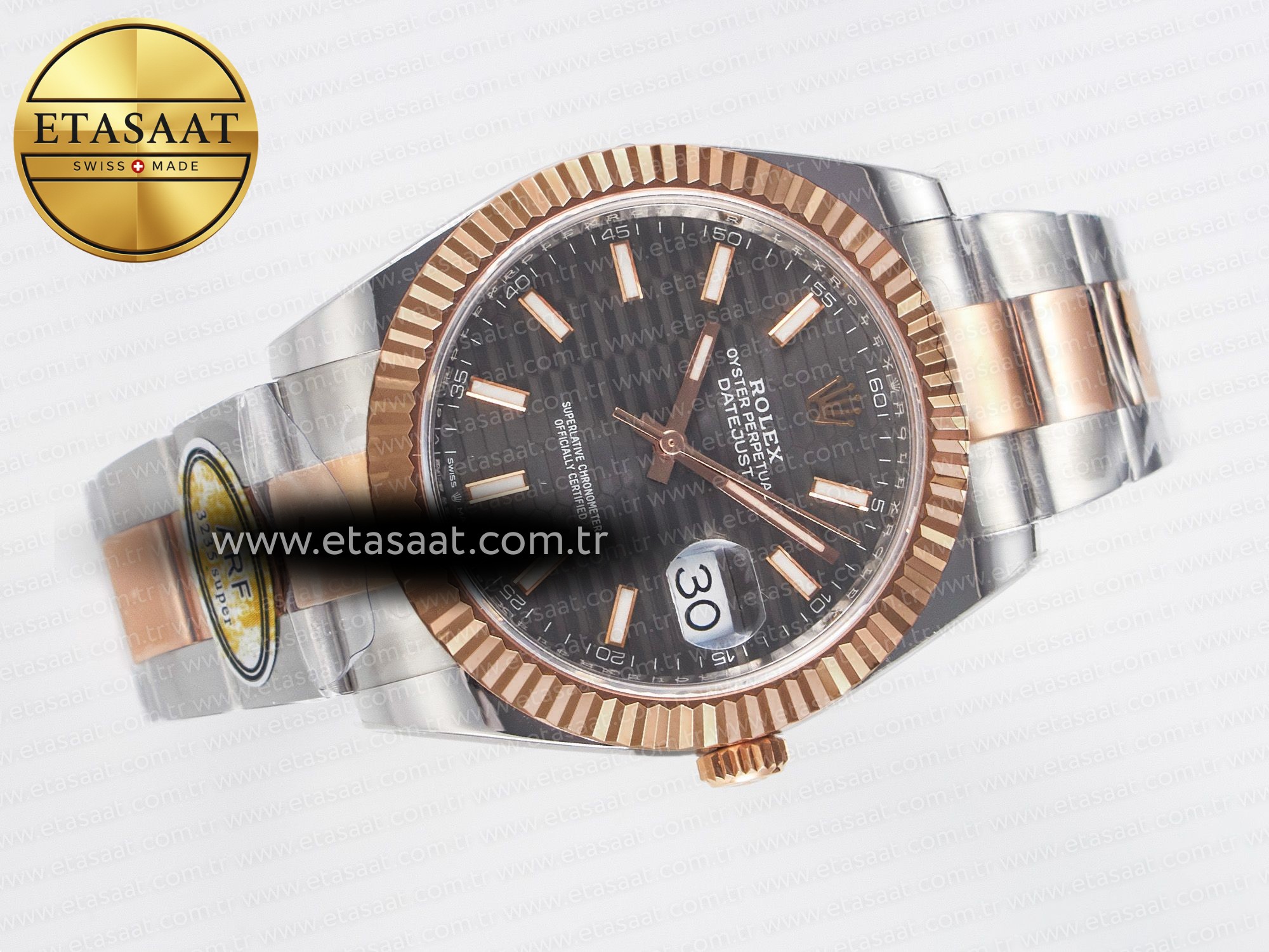DateJust 41 126331 ARF 1:1 Best Edition 904L Steel Gray Textured Dial on SS/RG Oyster Bracelet SH3235(Gain Weight) - Resim 8 Rolex DateJust 41 126331 ARF 1:1 Best Edition 904L Steel Gray Textured Dial on SS/RG Oyster Bracelet SH3235(Gain Weight) - Görsel 8