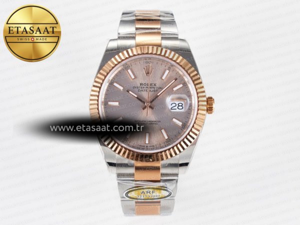 Rolex Datejust 126331 Çelik Pembe Altın Kadran SH3235 Eta Saat - 1:1 Süper Klon Replika Saat