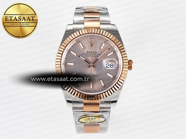 Rolex Datejust 126331 Çelik Pembe Altın Kadran SH3235 Eta Saat - 1:1 Süper Klon Replika Saat